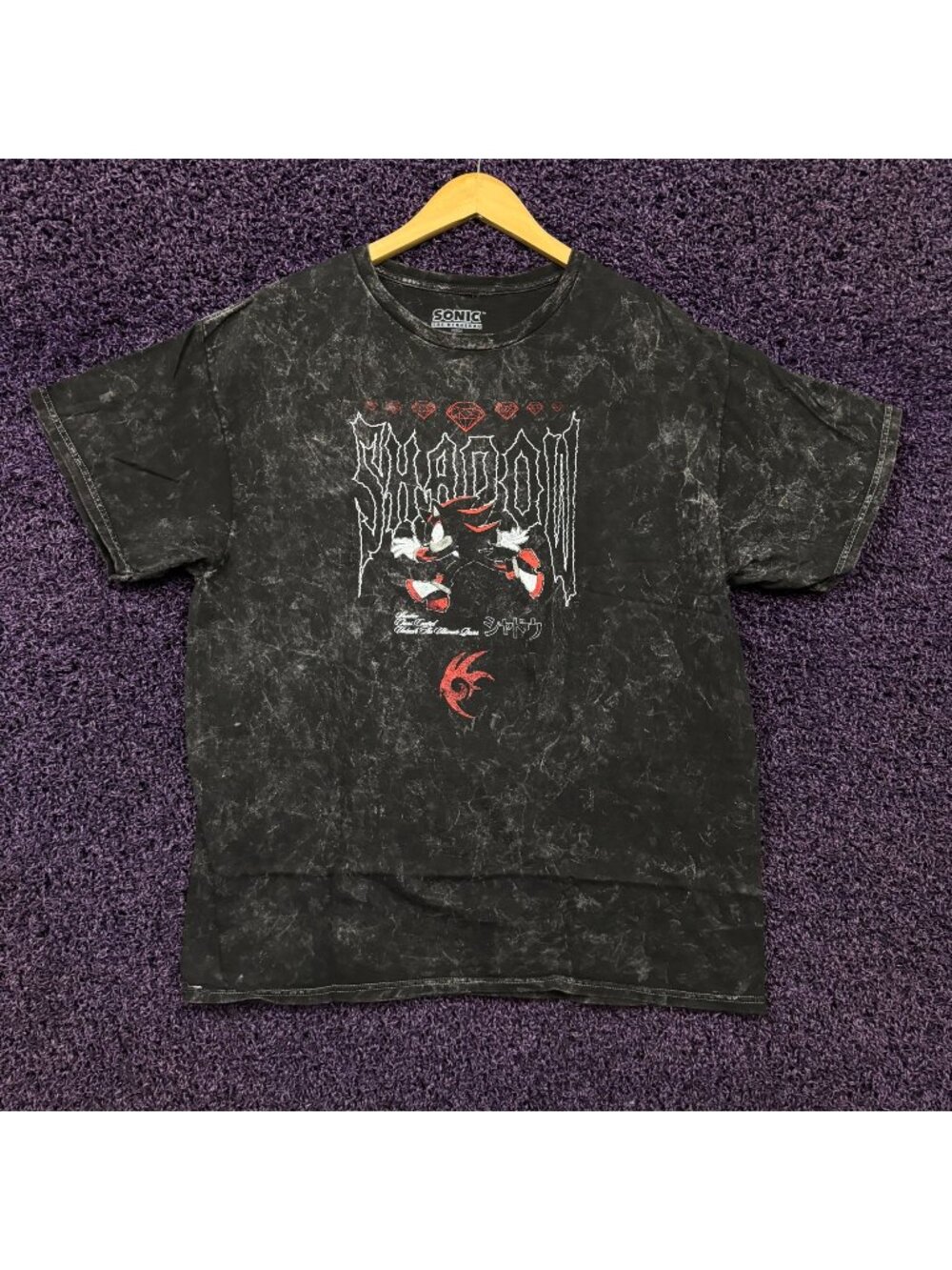 Sonic the Hedgehog Shadow Mineral Wash T-Shirt Size Large